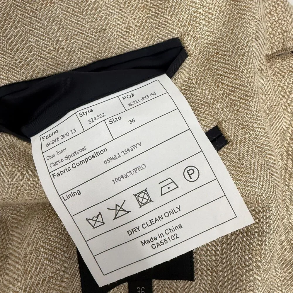 Spier & MacKay Wool Linen Blend Wheat Sportcoat 3 Button Patch Pocket Size 36